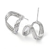 Brass Twist Wave Stud Earrings KK-C031-32P-2