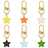Star with Smiling Face Alloy Enamel Pendant Decorations HJEW-YW00010-01-2