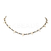 Ocean Faceted Round Natural Gold Pyrite & Synthetic Turquoise Starfish Beaded Necklaces NJEW-JN06308-4