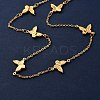 304 Stainless Steel Butterfly Link Chain Necklaces for Women NJEW-G178-05G-2