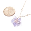 Glass Beaded Flower Pendant Necklace with Satellite Chain NJEW-JN03843-6