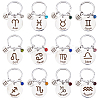 12Pcs 12 Styles Stainless Steel with Rhinestone Keychain KEYC-FH0001-68-1