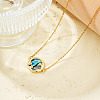 Exquisite Brass Pave Clear Shiny Cubic Zirconia Flat Round with Star Pendant Necklaces DS0332-2