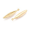 Textured Leaf Brass Pendants KK-T074-114G-2