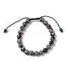 8mm Round Natural Snowflake Obsidian Braided Bead Bracelets BJEW-C067-01B-18-2