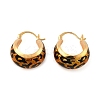 Leopard Print Brass Enamel Hoop Earrings for Women EJEW-U055-11A-G-2