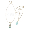 2Pcs 2 Styles Natural Hemimorphite Teardrop Pendant Necklaces NJEW-JN06312-02-3