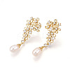 Brass Micro Pave Clear Cubic Zirconia Stud Earrings EJEW-N056-02G-2