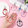 Glass Star & Alloy Bowknot Pendant Decoration HJEW-YW00071-01-5