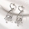 304 Stainless Steel Shell Pearl Dangle Stud Earrings for Women EJEW-U051-06P-2