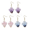 Natural Lapis Lazuli & Natural Rose Quartz & Natural Amethyst 304 Stainless Steel Dangle Earrings EJEW-JE06694-1