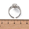 Brass Micro Pave Clear Cubic Zirconia Cuff Finger Rings RJEW-G337-33P-5