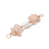 Natural Sunstone Chip & Natural Cultured Freshwater Pearl Rice Beaded Connector Charms PALLOY-JF03707-02-4