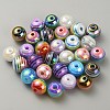 Electroplated Opaque Stripe Resin European Beads RESI-CJC0019-34-1