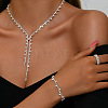 Alloy Rhinestone Tassel Pendant Necklace & Stud Earring & Ring FS-WG7E587-02-2