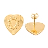 Ion Plating(IP) Heart 304 Stainless Steel Stud Earrings Findings EJEW-L272-010G-2