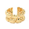 Heart Double Layer Brass Open Cuff Rings for Women RJEW-A046-02G-2