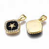 Brass Micro Pave Clear Cubic Zirconia Charms KK-T063-87-NF-3
