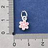 925 Sterling Silver Enamel Pink Flower Charms STER-A048-08S-4