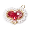 Glass Seed Beaded Pendants PALLOY-MZ00388-01-1
