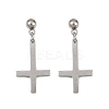 Christian Upside Down Cross 201 Stainless Steel Dangle Stud Earrings LS-EJEW-P314-01A-P-4