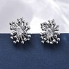Flower Brass Clear Cubic Zirconia Stud Earrings EJEW-R025-22P-1