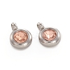 Trendy Original Color 304 Stainless Steel Faceted Grade A Rhinestone Flat Round Charms Pendants RB-N030-01P-1