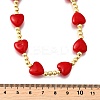 Brass & ABS Imitation Pearl Heart and Round Beaded Necklaces for Women NJEW-D314-11A-G-5