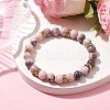 8.5mm Round Natural Pink Zebra Jasper Beaded Stretch Bracelets BJEW-JB10256-02-2
