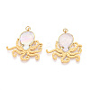 304 Stainless Steel Pave Natural Shell Pendants STAS-N115-23A-G-1
