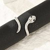 304 Stainless Steel Black Enamel Cuff Rings for Women RJEW-G338-05P-1