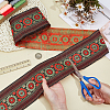 Flower Vintage Jacquard Polyester Ribbon OCOR-WH0107-10-3