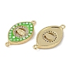 Rack Plating Brass Micro Pave Clear Cubic Zirconia Horse Eye Connector Charms KK-U032-28G-2