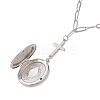 Brass Cross & Oval Locket Pendant Necklaces NJEW-JN04960-5