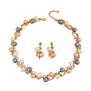 Alloy with Plastic Pearl Round Beaded Link Chain Necklaces & Stud Dangle Earrings Sets WG2621B-01-5