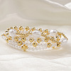 4Pcs 4 Styles Elegant Imitation Pearl & Brass Beads Stretch Bracelets for Women YV1811-1-3