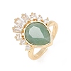 Brass with Natural Green Aventurine Finger Rings GG-CBACC2B-07G-06-4