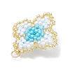 Handmade Glass Seed Beaded Quatrefoil Pattern Pendants PALLOY-MZ00965-01-4