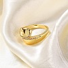 Rack Plating Brass Micro Pave Clear Cubic Zirconia Cuff Finger Rings for Women RJEW-M028-22G-01-5