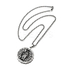 201 Stainless Steel Flat Round Virgin Mary Pendant Box Chain Necklaces STAS-D196-02P-3