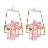 Electroplated Natural Quartz Wire Wrapped Earrings for Girl Women EJEW-JE04645-01-3