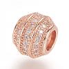 Brass Micro Pave Cubic Zirconia European Beads ZIRC-F062-12RG-2