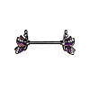 Brass Enamel with Crystal Rhinestone Purple Butterlfy Barbell Nipple Rings FS-WGE2017-12-1