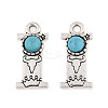 Synthetic Turquoise & Alloy Pendants PALLOY-H146-01AS-I-1