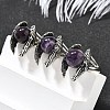 Natural Amethyst Wings Adjustable Rings RJEW-K241-04AS-08-2