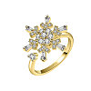 Snowflake 925 Sterling Silver Micro Pave Clear Cubic Zirconia Cuff Spinner Rings WG86A07-02-2