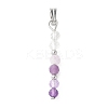 Faceted Round Natural Quartz Crystal & Amethyst & Lepidolite/Purple Mica Stone Beaded Pendants PALLOY-JF03529-07-1