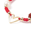 Natural Mixed Stone & Freshwater Pearl Braided Bead Bracelets BJEW-JB08720-03-4