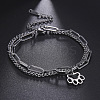 304 Stainless Steel Paperclip Chain & Curb Chain Double Layer Bracelets FS-WG1E90A-01-2