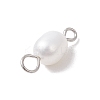 Natural Cultured Freshwater Pearl Rice Connector Charms PALLOY-JF04186-01-5